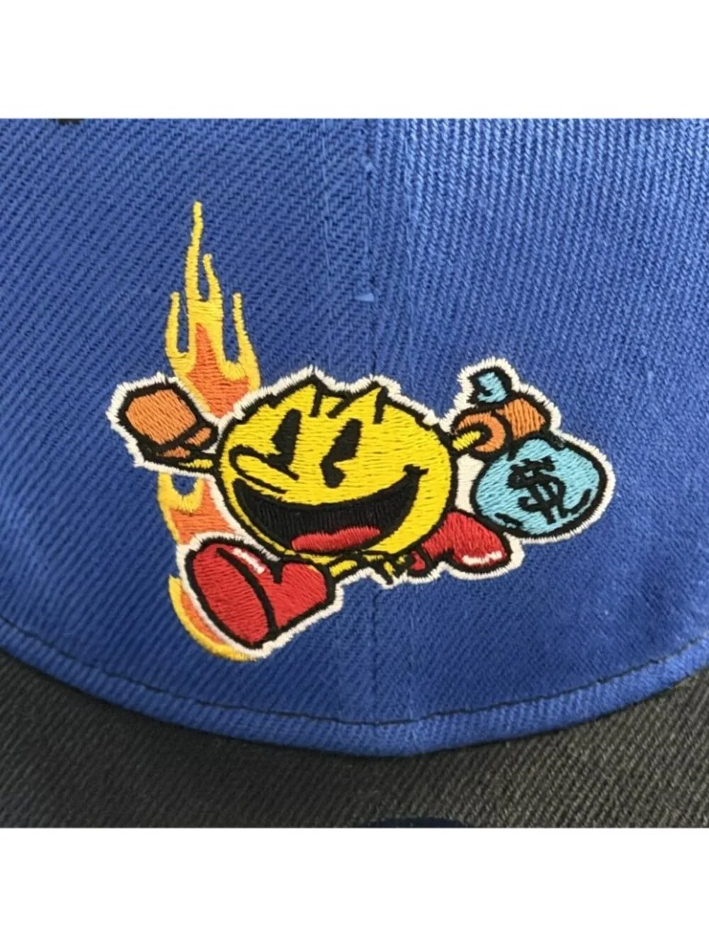 Headgear Classics Pac-Man Fitted Hat Size 7 Blue Black Super Gamer Arcade Cap